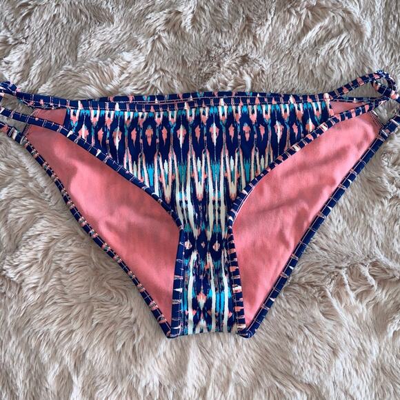 NWT Adore Me Blue Purple & Pink Abstract Print Bikini Bottoms Size: Large - Picture 1 of 8